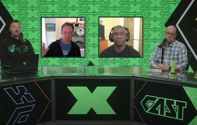 Screen shot of Phil Spencer being interviewed by Kinda funny Games